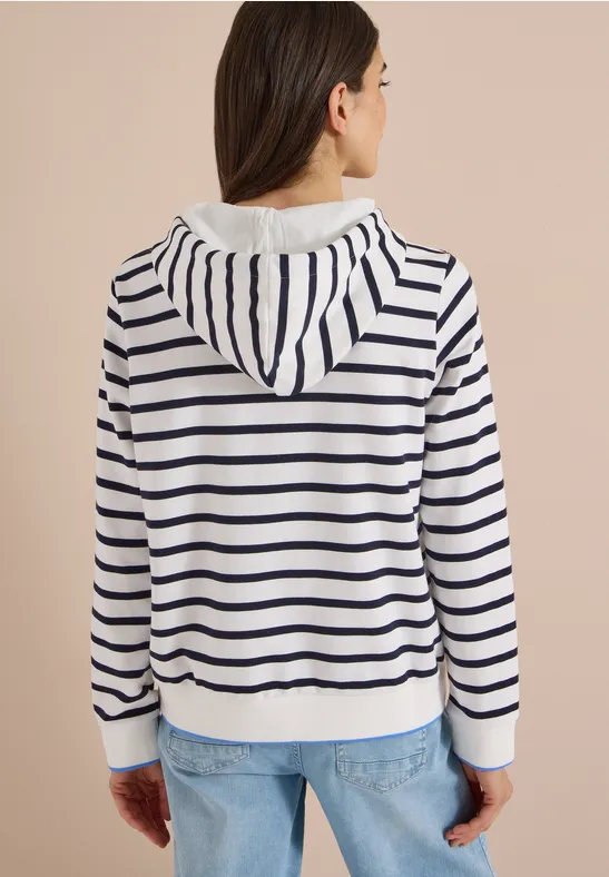 Gestreifter Baumwoll-Hoodie mit Kordelzug