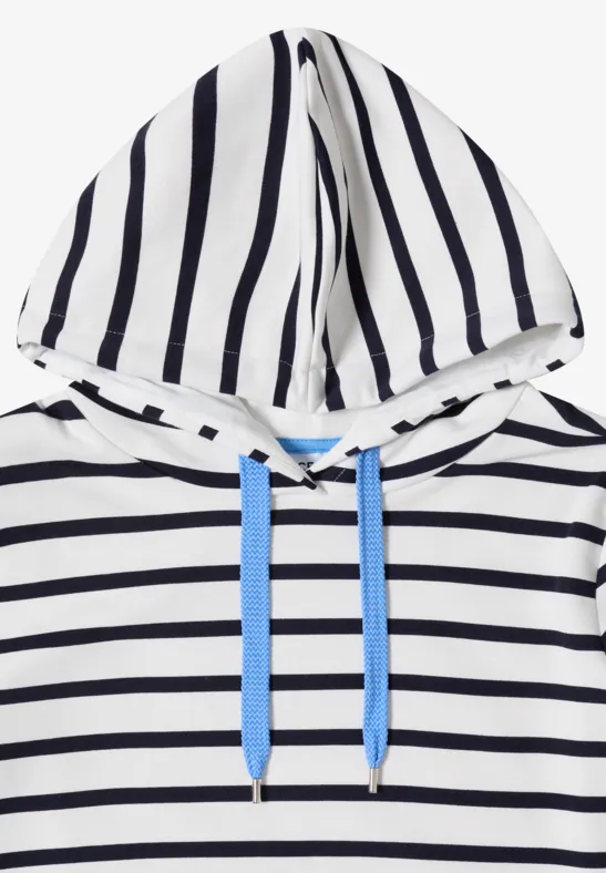 Gestreifter Baumwoll-Hoodie mit Kordelzug