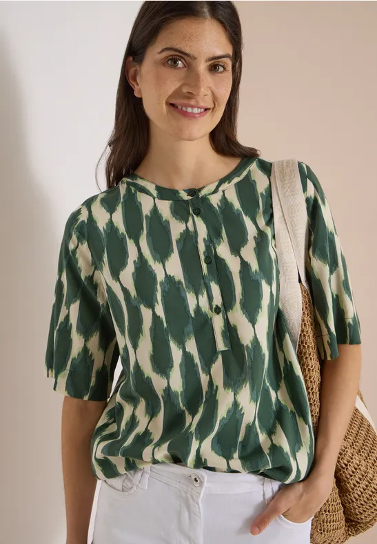 Grafik-Print Bluse mit Knopfleiste