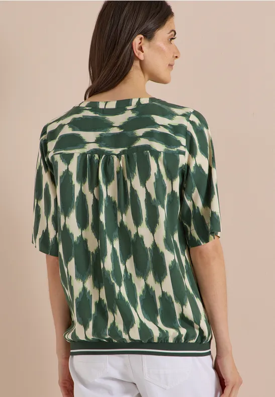 Grafik-Print Bluse mit Knopfleiste