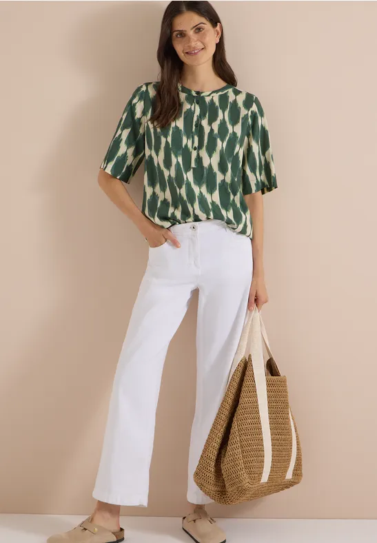 Grafik-Print Bluse mit Knopfleiste