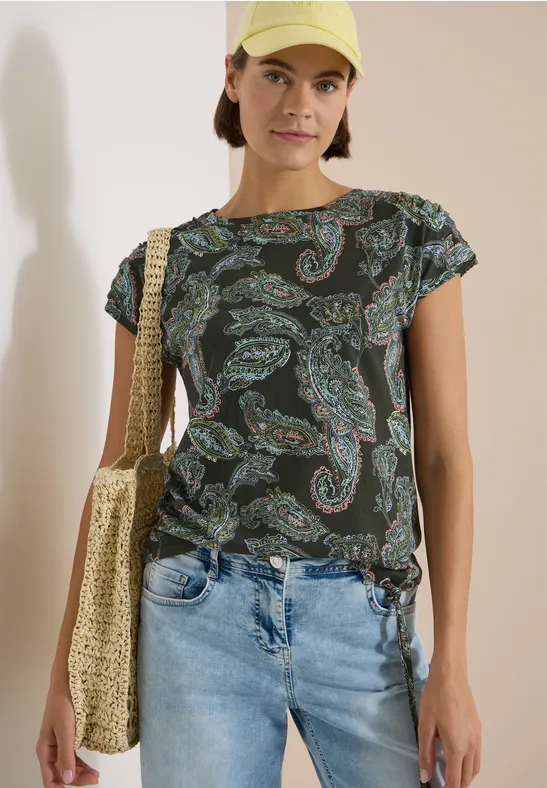 Paisley-Print Shirt mit Tunnelzug