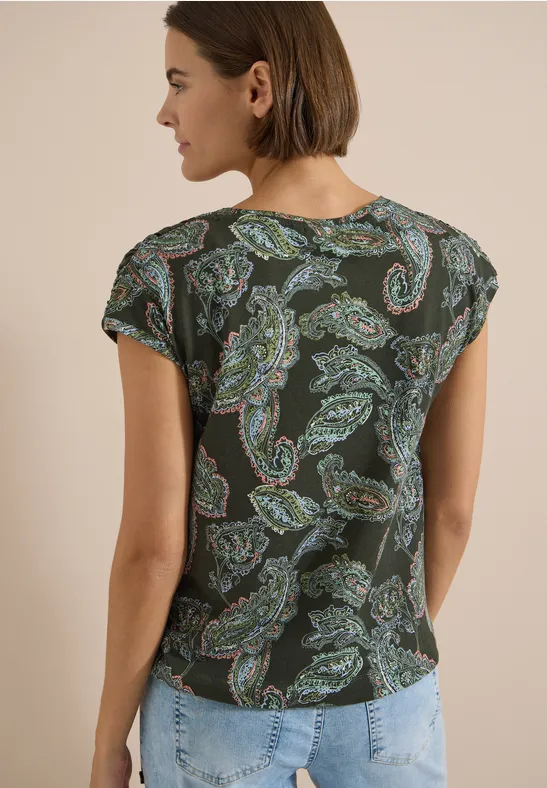 Paisley-Print Shirt mit Tunnelzug