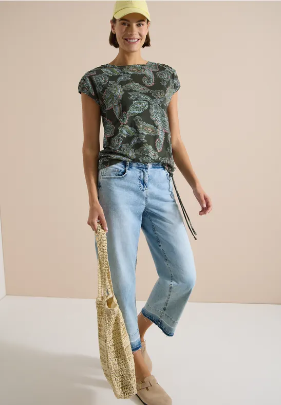 Paisley-Print Shirt mit Tunnelzug