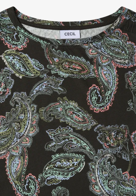 Paisley-Print Shirt mit Tunnelzug