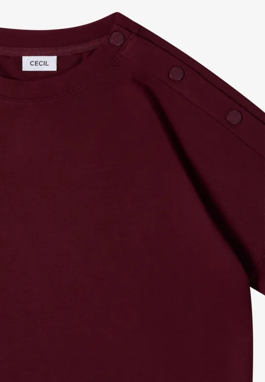 T-Shirt mit dekorativen Schulterknöpfen