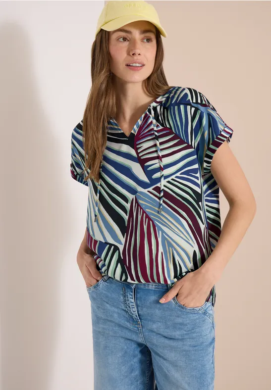 Locker geschnittene Bluse mit abstraktem Print