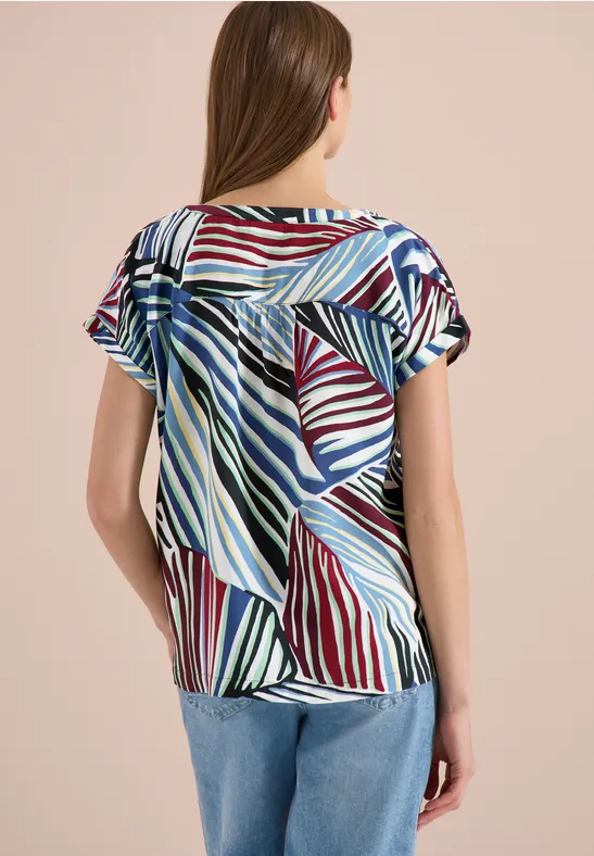 Locker geschnittene Bluse mit abstraktem Print