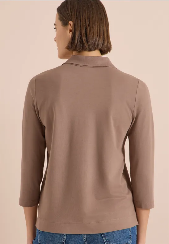 Klassisches 3/4-Arm Poloshirt mit Knöpfen