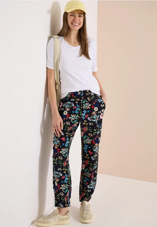 Loose-Fit Hose mit Blumenmuster