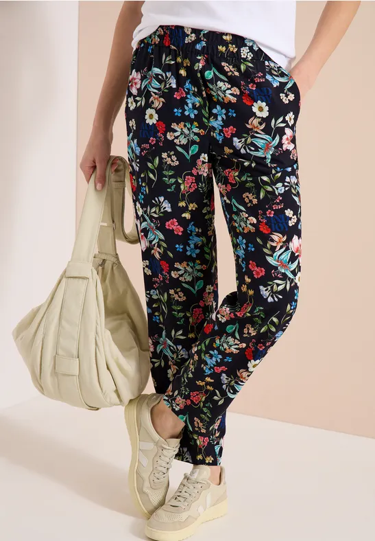 Loose-Fit Hose mit Blumenmuster