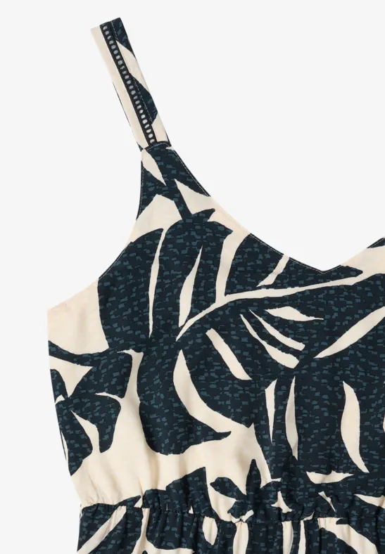 Luftiges Maxikleid mit tropischem Blattprint