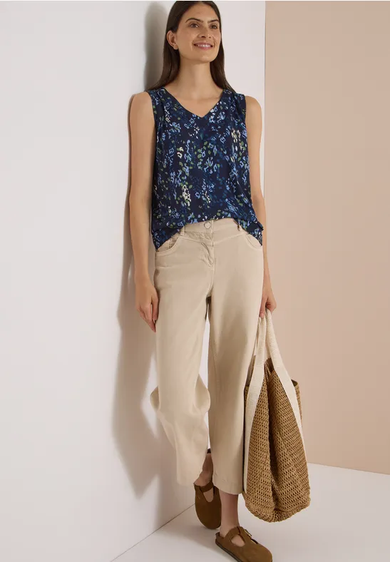 Jersey-Top mit abstraktem Print