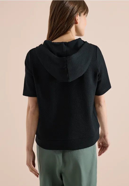Kurzarm-Sweatshirt mit Kapuze und Struktur
