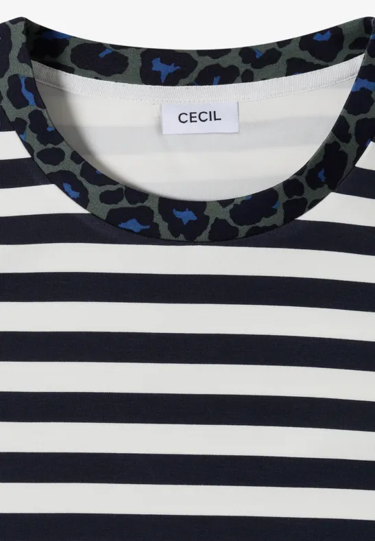 Streifenshirt mit Leo-Details