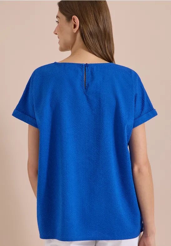 Struktur-Blusenshirt mit Knotendetail