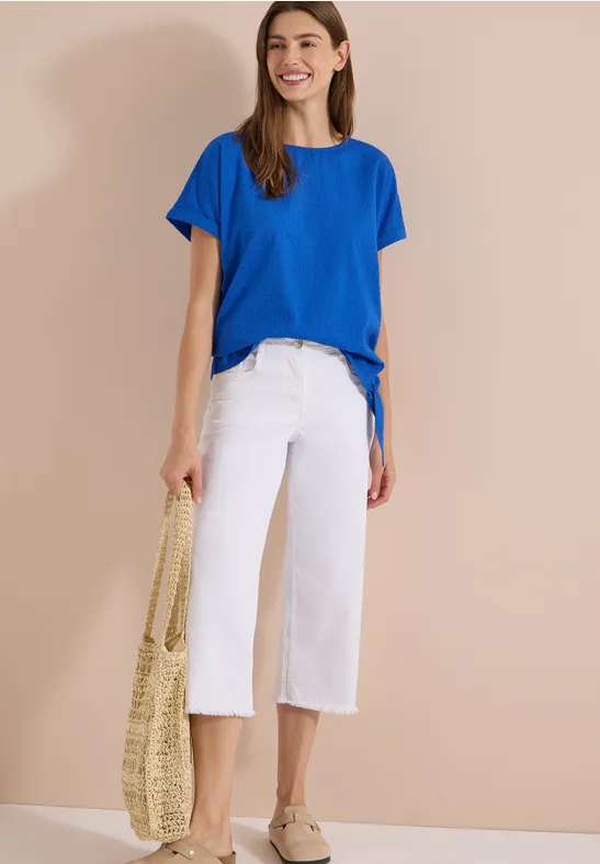 Struktur-Blusenshirt mit Knotendetail