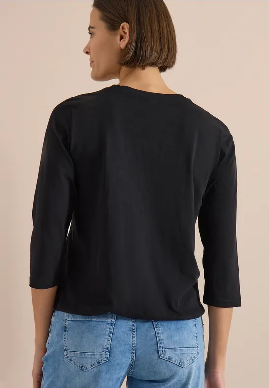 Lässiges 3/4-Arm Top mit Schlitz-Ausschnitt