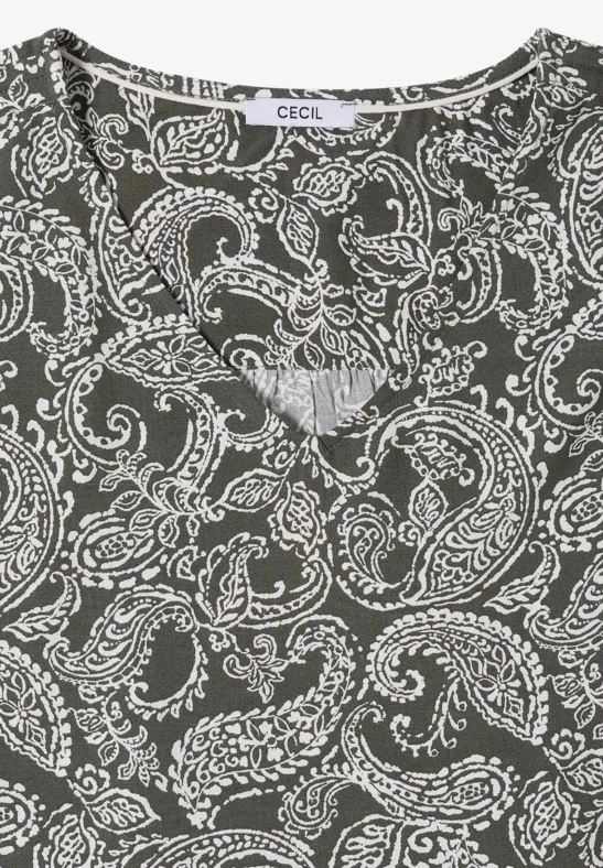 Paisleymuster-Blusenshirt mit Tunnelzug