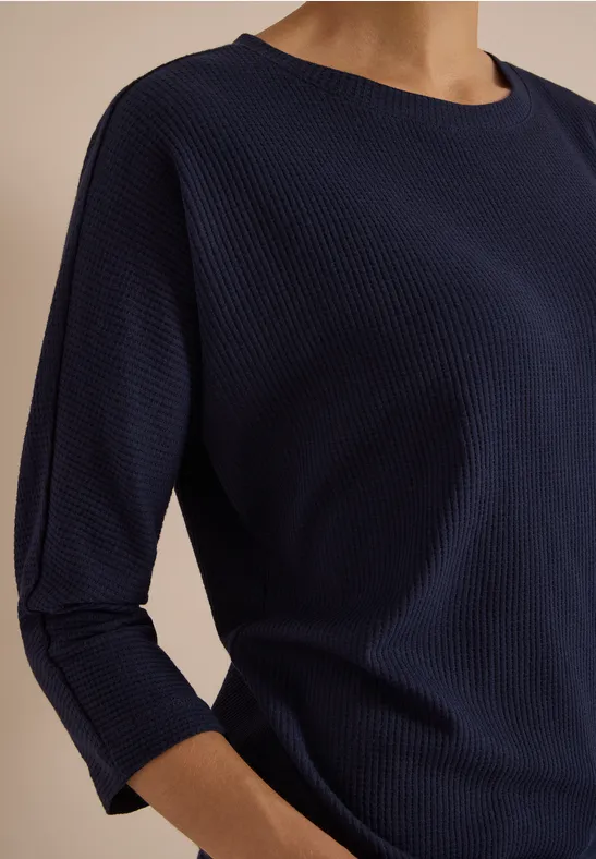 3/4-Arm-Shirt mit Waffelstruktur
