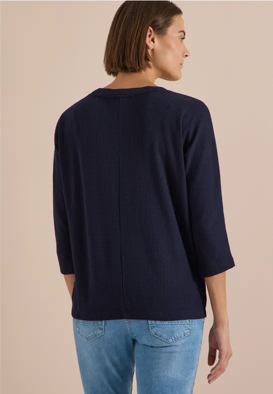 3/4-Arm-Shirt mit Waffelstruktur