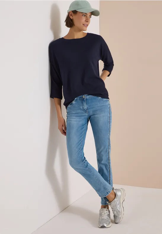 3/4-Arm-Shirt mit Waffelstruktur