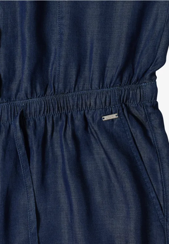 Fließender Wide-Leg-Jumpsuit in Denim-Optik