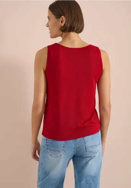 Tanktop in Leinenoptik mit Flechtdetail