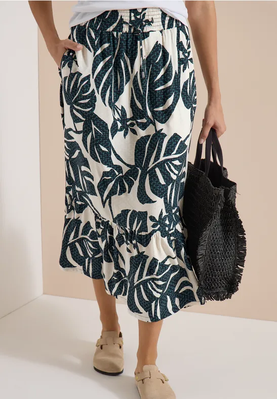 Luftiger Maxirock mit botanischem Print