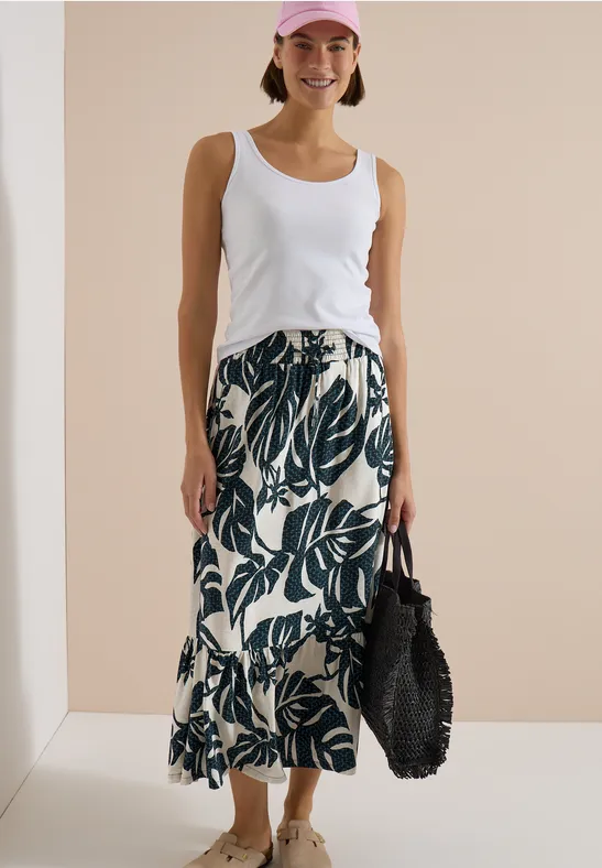 Luftiger Maxirock mit botanischem Print