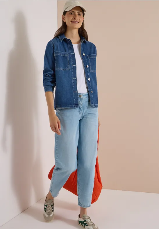 Klassisches Stretch-Overshirt mit Knopfleiste