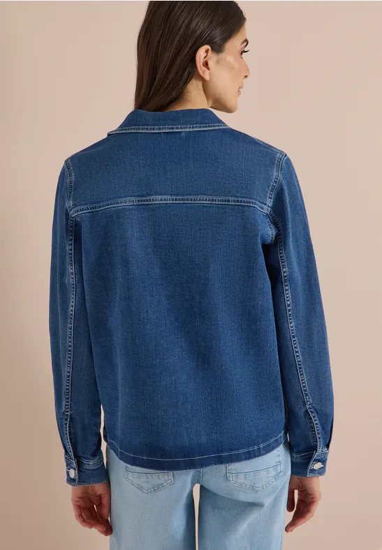 Klassisches Stretch-Overshirt mit Knopfleiste