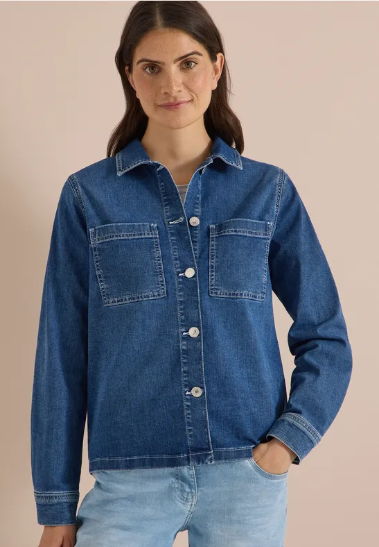 Klassisches Stretch-Overshirt mit Knopfleiste