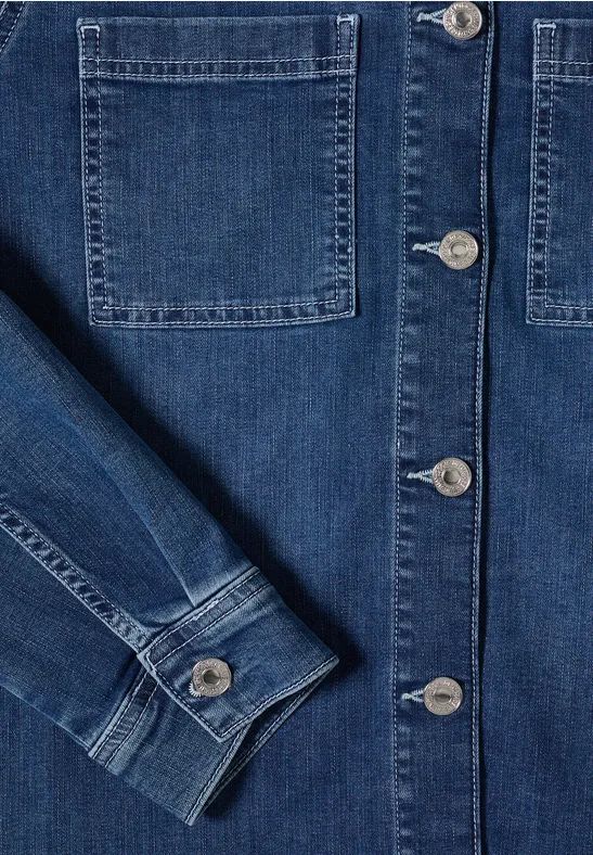 Klassisches Stretch-Overshirt mit Knopfleiste