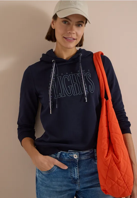 Kapuzensweatshirt mit Grafik-Wording