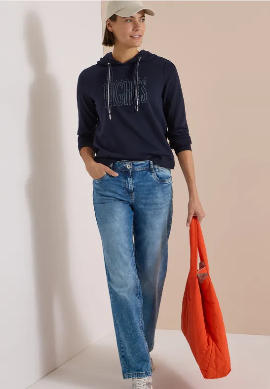 Kapuzensweatshirt mit Grafik-Wording