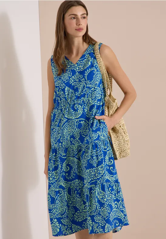 Stufen-Midikleid mit Paisley-Muster