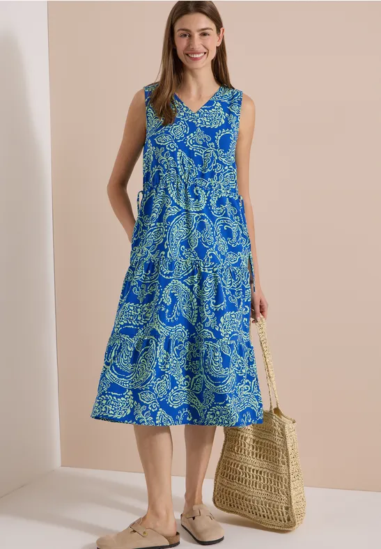 Stufen-Midikleid mit Paisley-Muster