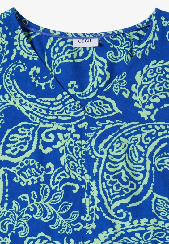 Stufen-Midikleid mit Paisley-Muster