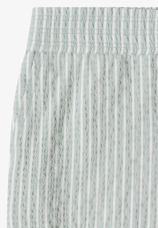 Gestreifte Seersucker-Hose mit weitem Bein