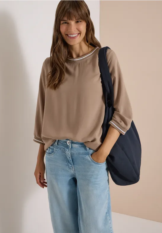 Lässiges 3/4-Arm Blusenshirt mit Streifendetail