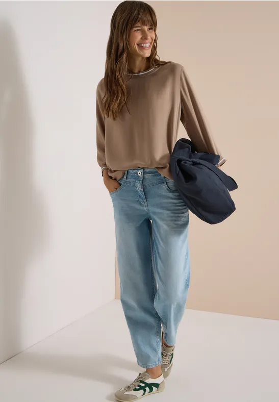 Lässiges 3/4-Arm Blusenshirt mit Streifendetail