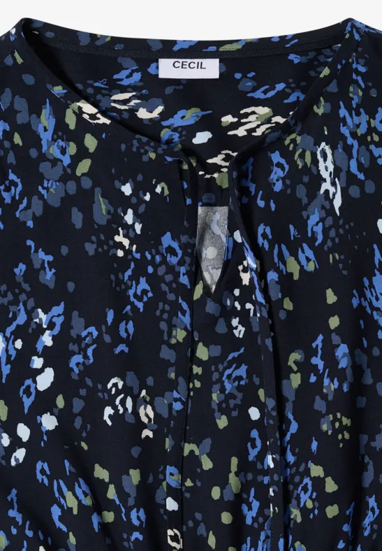 Gemustertes Midikleid mit Schlitz-Ausschnitt