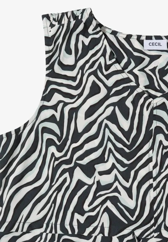Midikleid mit Zebramuster und V-Ausschnitt