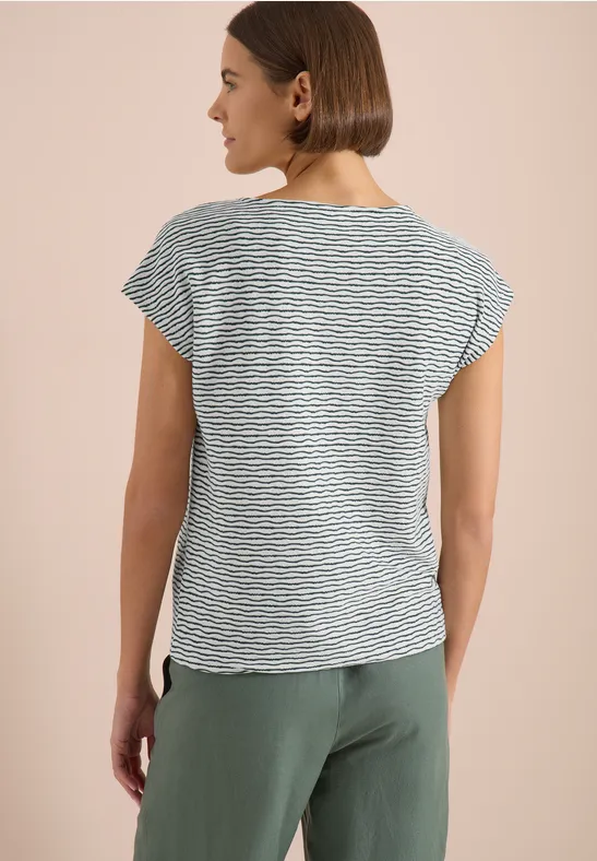 Gestreiftes Shirt mit U-Boot-Ausschnitt