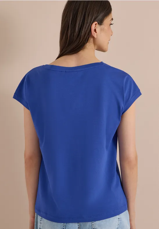 T-Shirt mit Print und U-Boot-Ausschnitt