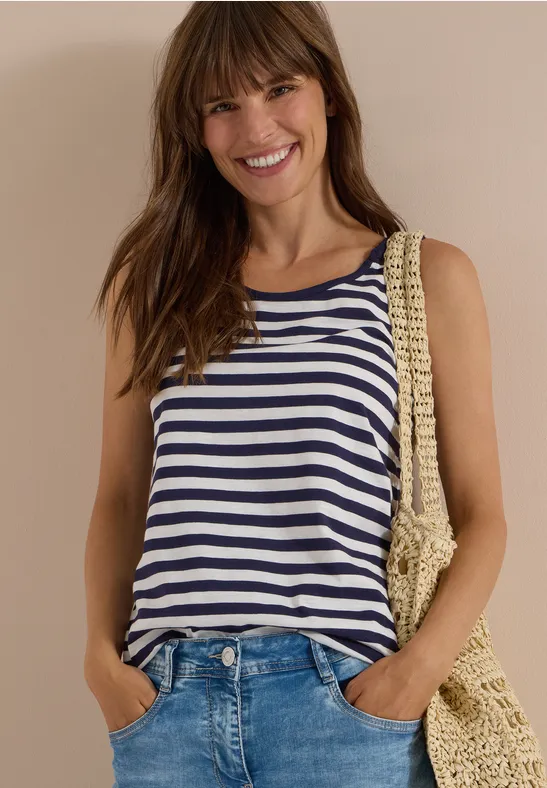 Gestreiftes Jersey-Tanktop aus Baumwolle