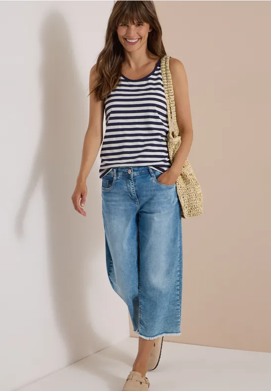 Gestreiftes Jersey-Tanktop aus Baumwolle