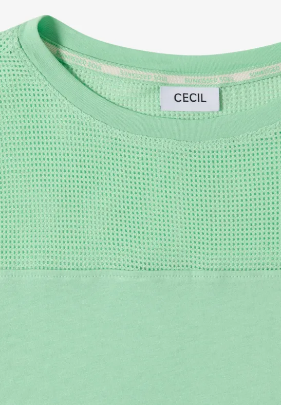 Sportives Mesh-T-Shirt mit U-Boot-Ausschnitt