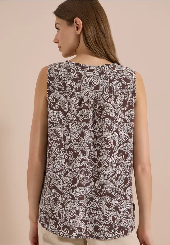 Ärmelloses Blusentop mit Split-Neck